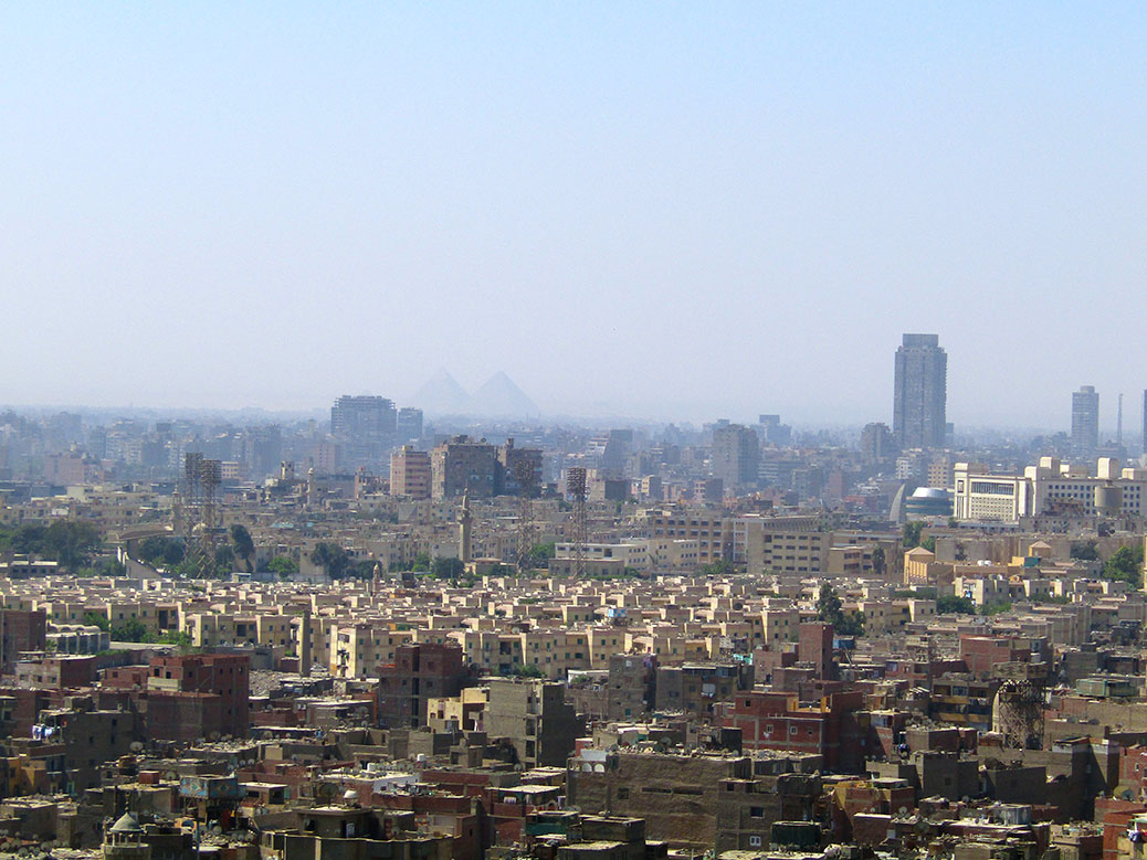 Views of Cairo from the top of the Citadel. Can you spot the two largest Pyramids of Giza in the haze?