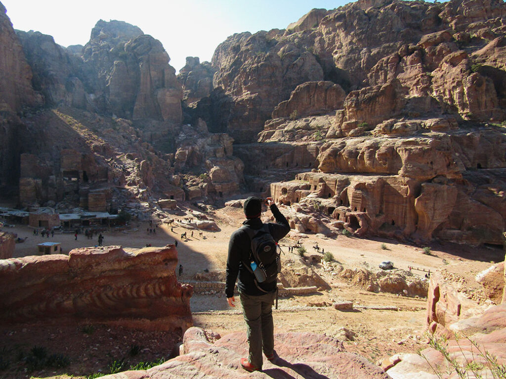 Looking down at the Street of Facades from the side of Al Kubtha Mountain.